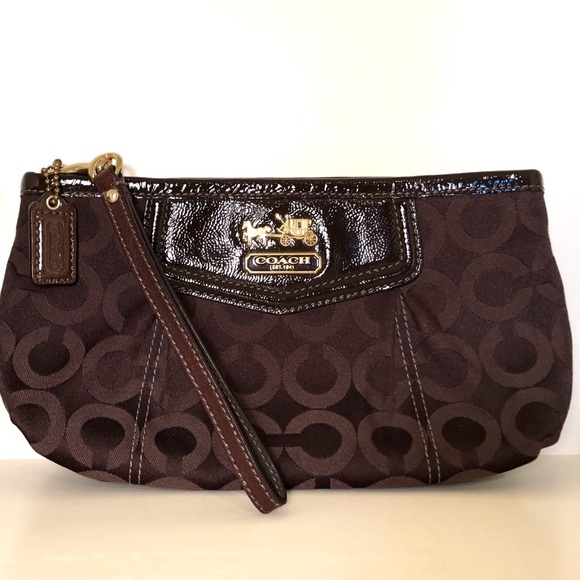 Coach clutch / wristlet in signature jacquard - Picture 1 of 6